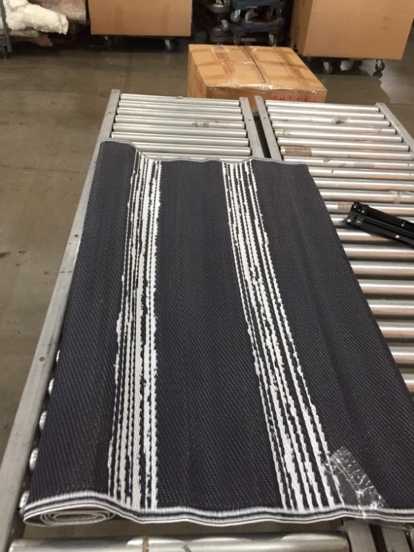 Photo 2 of 4' X 6' Outdoor Rug Dark Navy Stripe - Room Essentials™
