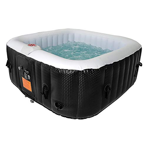 Photo 1 of AquaSpa #WEJOY Portable Hot Tub 61X61X26 Inch Air Jet Spa 2-3 Person Inflatable Square Outdoor Heated Hot Tub Spa with 120 Bubble Jets, Black/White, O
