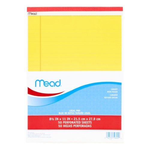 Photo 1 of 3 Pack Mead Canary Legal Pad, 8.5 X 11.75 Inches, 50 Sheets (59604) NONREFUNDABLE
