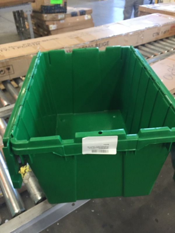 Photo 1 of AKRO-MILS Attached Lid Container, 1.62 cu. ft., Green