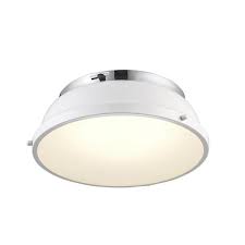 Photo 1 of 14 in. White and Chrome Selectable LED Flush Mount Dimmable 3000K 3700K 4500K 5200K 6000K with Glass Diffuser
