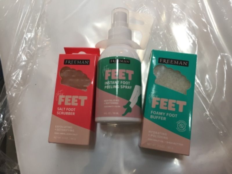 Photo 1 of 1 x Beauty, Flirty Feet, Foamy Foot Buffer, 2.3 Oz
1 x Flirty Feet Pink Himalayan Salt Exfoliating & Detoxifying Foot Scrubber, 5.1 Oz
1 x  Flirty Feet Coconut and Aloe Softening Instant Foot Peel Spray, 4 Fl Oz