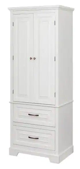 Photo 1 of *INCOMPLETE* BOX 1 OF 2 St James 16 in. W x 62.25 in. H x 24 in. D Freestanding Cabinet with 2 Doors and 2 Drawers with White
