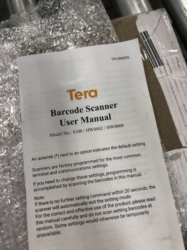 Photo 1 of Tera Barcode Scanner Wireless 1D Laser Cordless Barcode Reader with Battery Level Indicator, Versatile 2 in 1 2.4Ghz Wireless and USB 2.0 Wired
