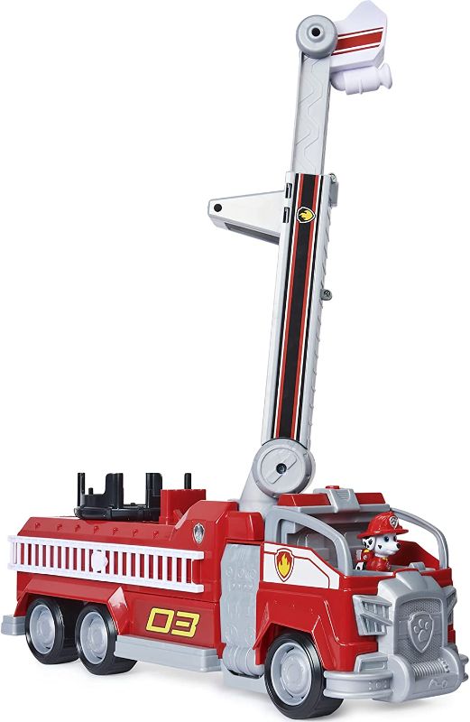 Photo 1 of PAW Patrol, Marshall’s Transforming Movie City Fire Truck with Extending Ladder, Lights, Sounds and Action Figure, Kids Toys for Ages 3 and up
