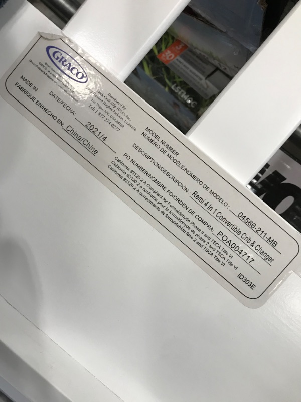 Photo 4 of *USED*
*MISSING hardware*
Graco Remi Convertible Crib with Drawer and Changer (White) - JPMA Certified, Attached Changing Table with 3 Drawers, 2 Shelves, and Water-Resistant Changing Pad
