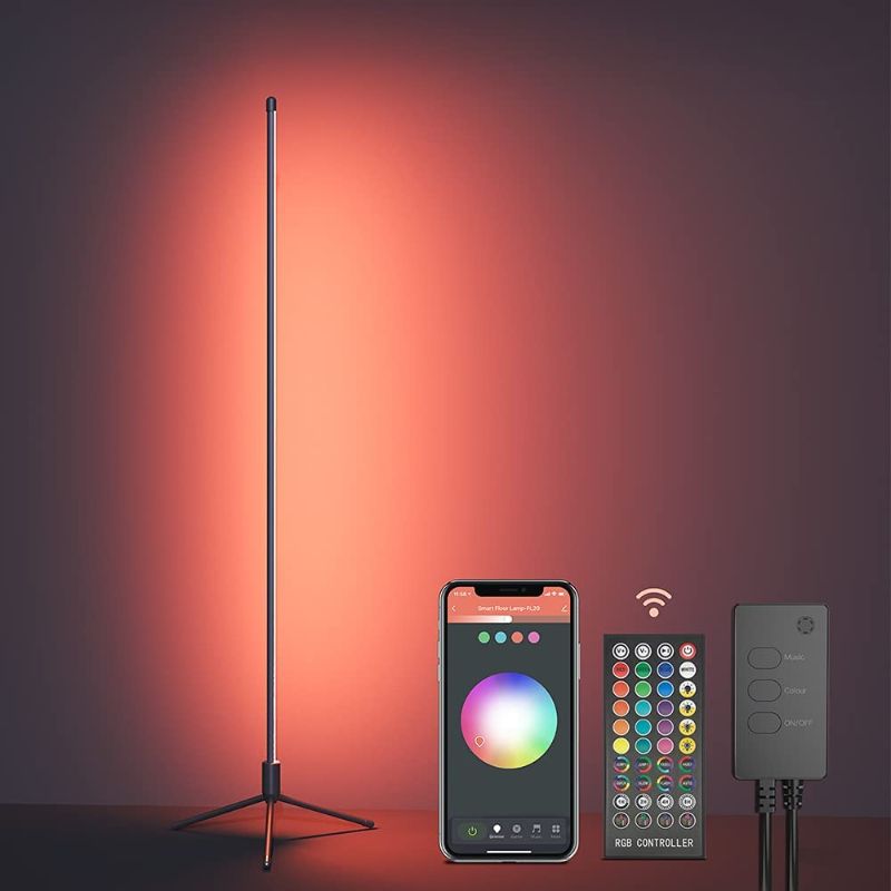 Photo 1 of *UNABLE to test*
*MISSING manual and power cord*
*phone in stock picture NOT included*
Treatlife RGB Corner Floor Lamp, Color Changing LED Floor Lamp Compatible with Alexa Google Home, 55" Tall