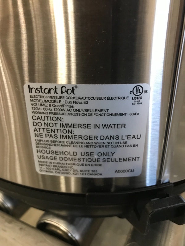 Photo 5 of *SEE last pictures for damage*
*MISSING manual*
Instant Pot Duo Nova 7-in-1 Electric Pressure Cooker, 8 Quart, 14 One-Touch Programs