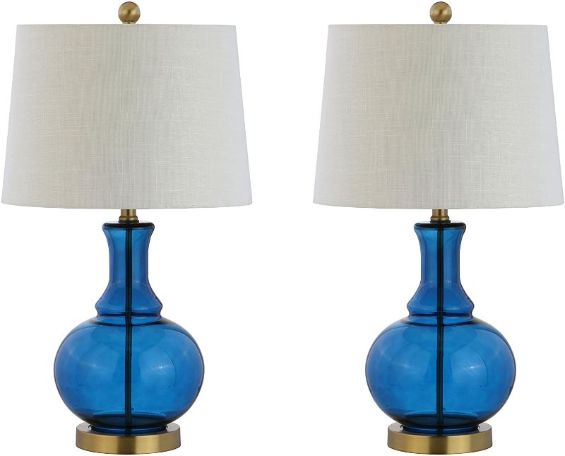 Photo 1 of *MISSING 1 lamp*
JONATHAN Y JYL1068C-SET2 Lavelle 25" Glass LED Table Lamp Contemporary, CobaltBlue/BrassGold (Setof2)
