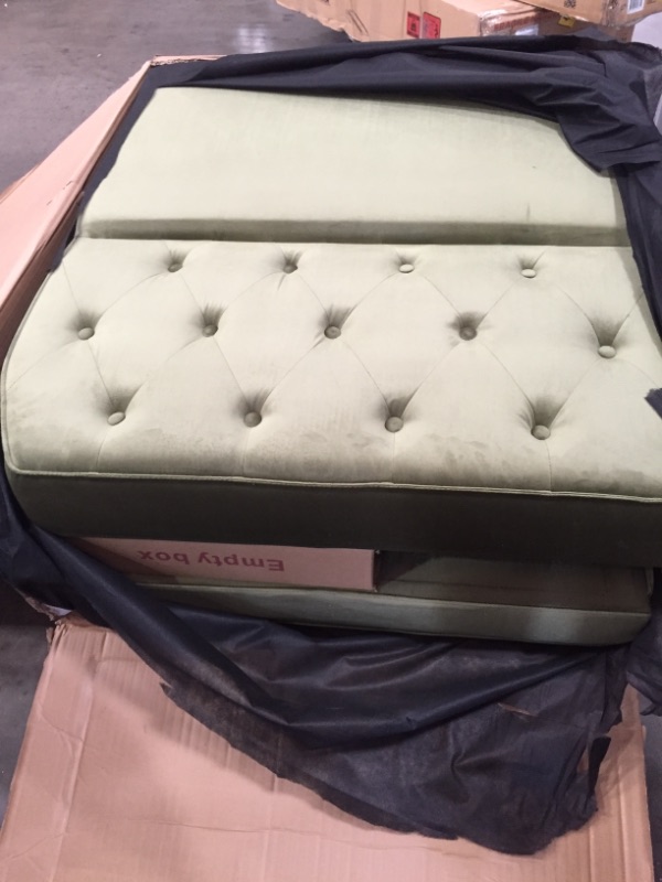 Photo 2 of *shiner, lighter green IN PERSON* 
Novogratz Tallulah Memory Foam Futon, Green Velvet, 83”L x 33.5”W x 32.5”H
