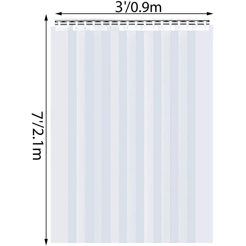 Photo 1 of *MISSING hardware*
Mophorn 9PCS PVC Strip Door Curtain, 36Inch (3ft) Width x 84Inch (7ft) Height Vinyl Strip Door Curtain, 0.08 Inch Thickness Plastic Curtain Strips Clear with 50% Overlap for 3' x 7' Doors
