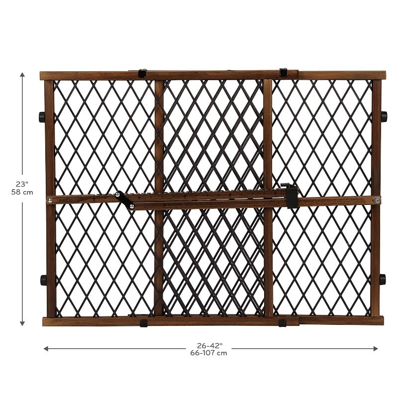 Photo 1 of Evenflo Position and Lock Farmhouse Pressure Mount Gate, Dark Wood