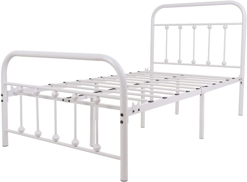 Photo 1 of *NOT exact stock picture, use for reference*
*MISSING manual*
*USED*
 Metal Bed Frame Full Size with Headboard and Footboard, White