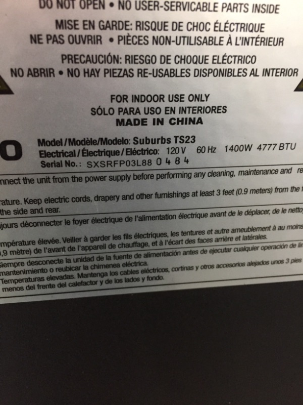 Photo 5 of *SEE last pictures for damage*
*MISSING remote*
TURBRO Suburbs TS23 Electric Fireplace Heater, Remote Control - 23" 1400W Black