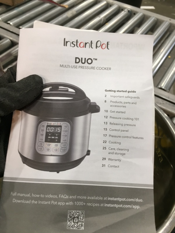 Photo 1 of *SEE last pictures for damage*
Instant Pot Duo 7-in-1 Electric Pressure Cooker, 8 Quart, Stainless Steel/Black
