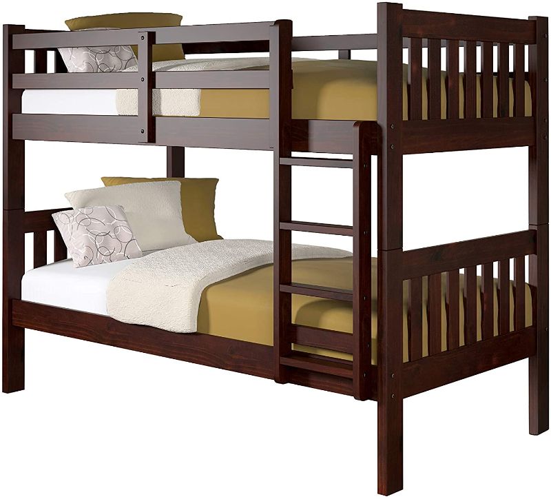 Photo 1 of *box 1 of 3, NOT COMPLETE*
*SEE last picture for damage*
DONCO Kids Mission Bunk Bed, Twin/Twin, Dark Cappuccino
