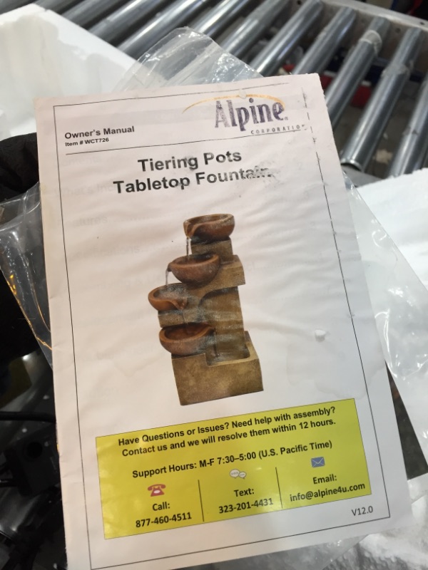 Photo 3 of Alpine Corporation WCT726 Tiering Pots Fountain, 9"L x 7"W x 16"H, Brown
