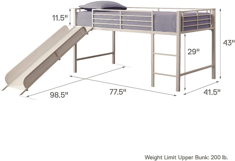 Photo 1 of Dorel Home Furnishings Dorel DHP Junior Loft Bed with Slide, Twin, White