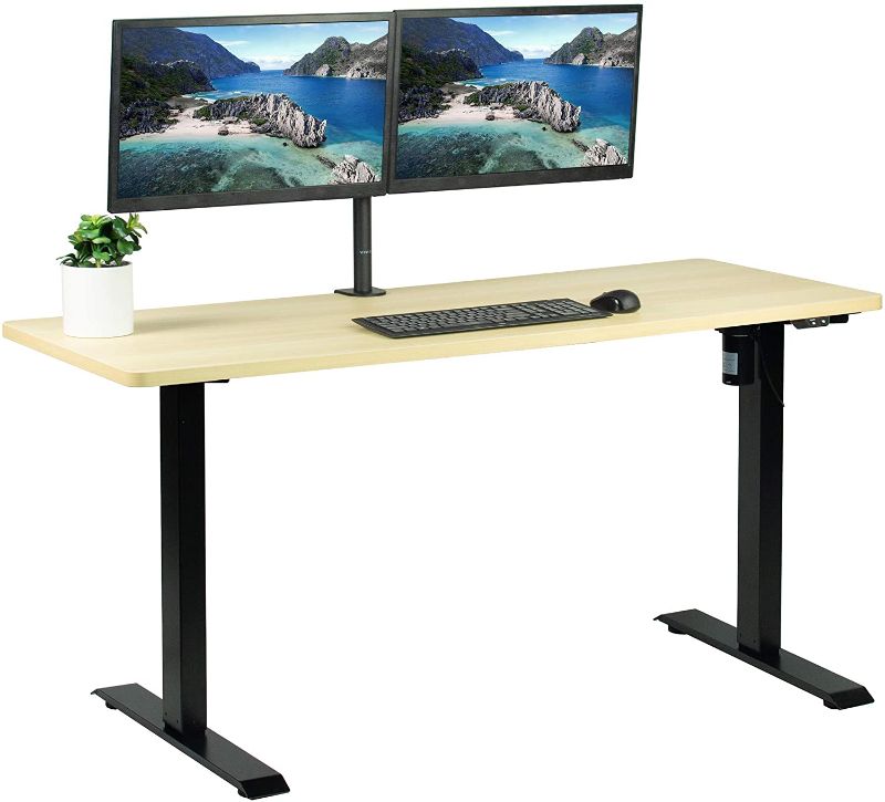 Photo 1 of *PARTS ONLY*
Electric Height Adjustable Stand Up Desk, Light Wood, Black Frame