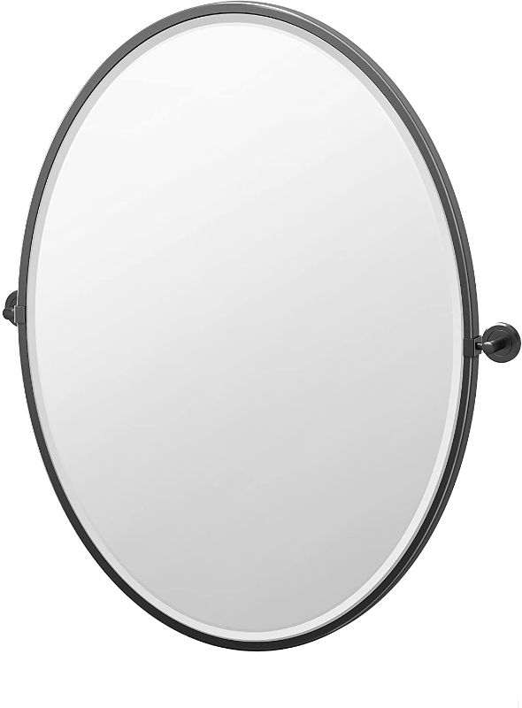 Photo 1 of `Gatco 4249XFLG Latitude II Framed Large Oval Pivot Mirror, 33 Inch, Matte Black
