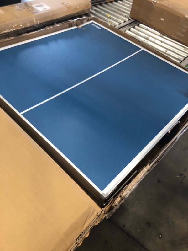 Photo 2 of GoSports 6’x3’ Mid-Size Table Tennis Game Set - Indoor/Outdoor Portable Table Tennis Game with Net, 2 Table Tennis Paddles and 4 Balls, Blue (PP-T
