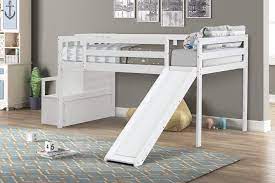 Photo 1 of DishyKooker Loft Bed, Loft Bed White with Stair Case, Slide
