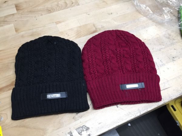 Photo 2 of HIG Mens Winter Hat Warm Comfortable Soft Knit Beanie Hats Lined with Fleece (2-pack - black & maroon)
