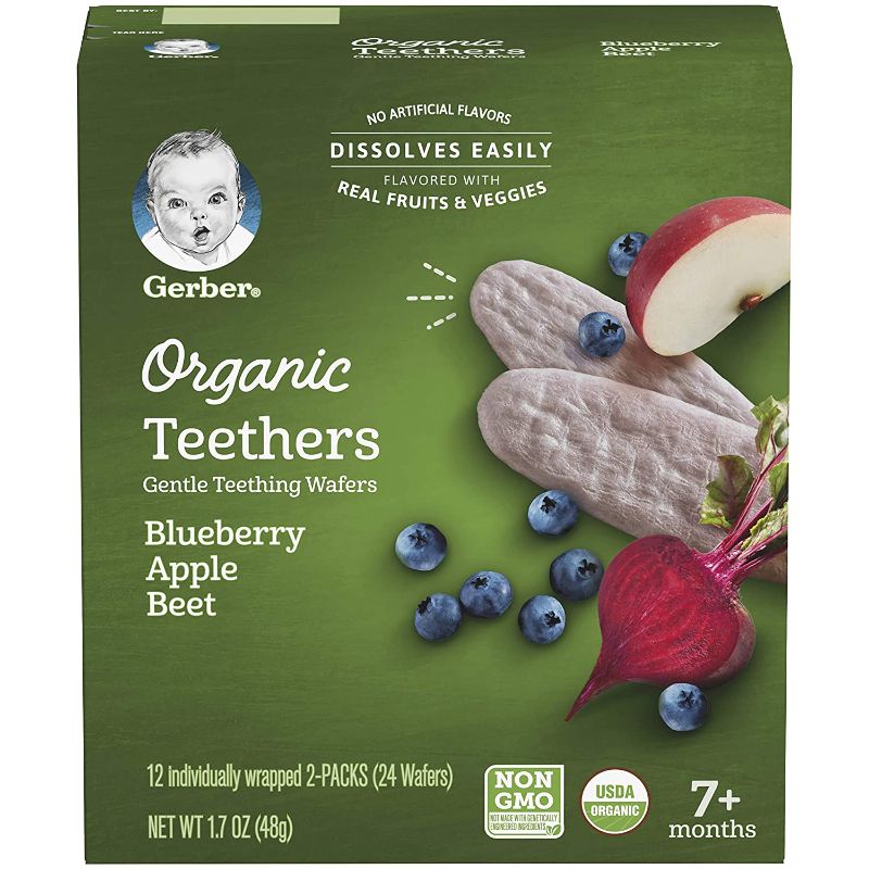 Photo 1 of best by: 04/10/2022
Gerber Organic Teethers, Blueberry Apple Beet, 1.7 oz, 12 count Box (6 boxes included)
