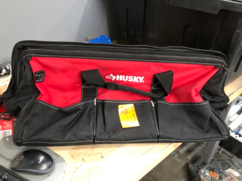 Photo 2 of **MISSING SHOULDER STRAP** Husky 24 in. 16 Pocket Zippered Tool Bag