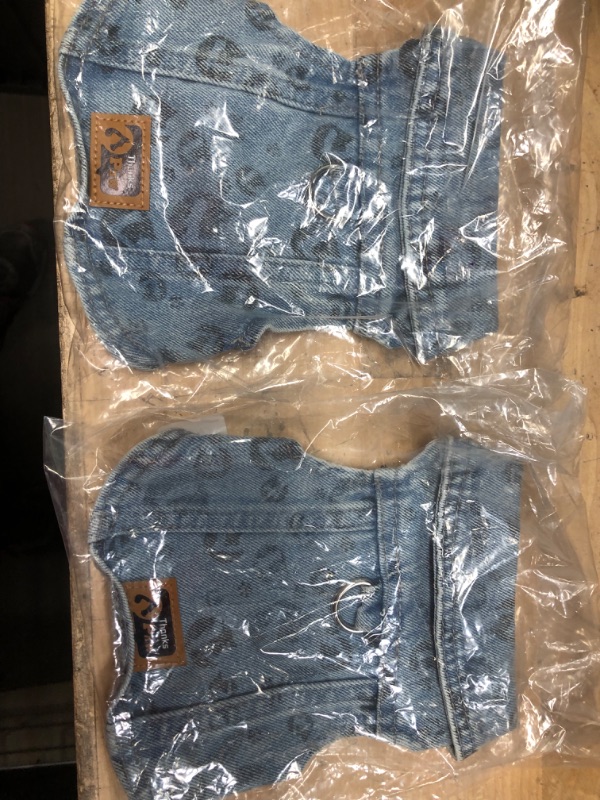 Photo 2 of SET OF 2 -Thankspaw Dog Jean Jacket Dog Blue Outfits Denim Vest Coat T-Shirt Cute and Cool Apparel Machine Washable Puppy Clothes for Small Medium Dogs Pets and CatSIZE SMALL 12"