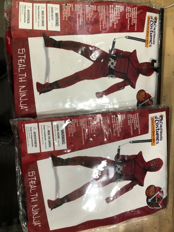 Photo 1 of BUNDLE OF 2 -California Costumes Stealth Ninja Child Costume, Medium Plus, Red/Black
