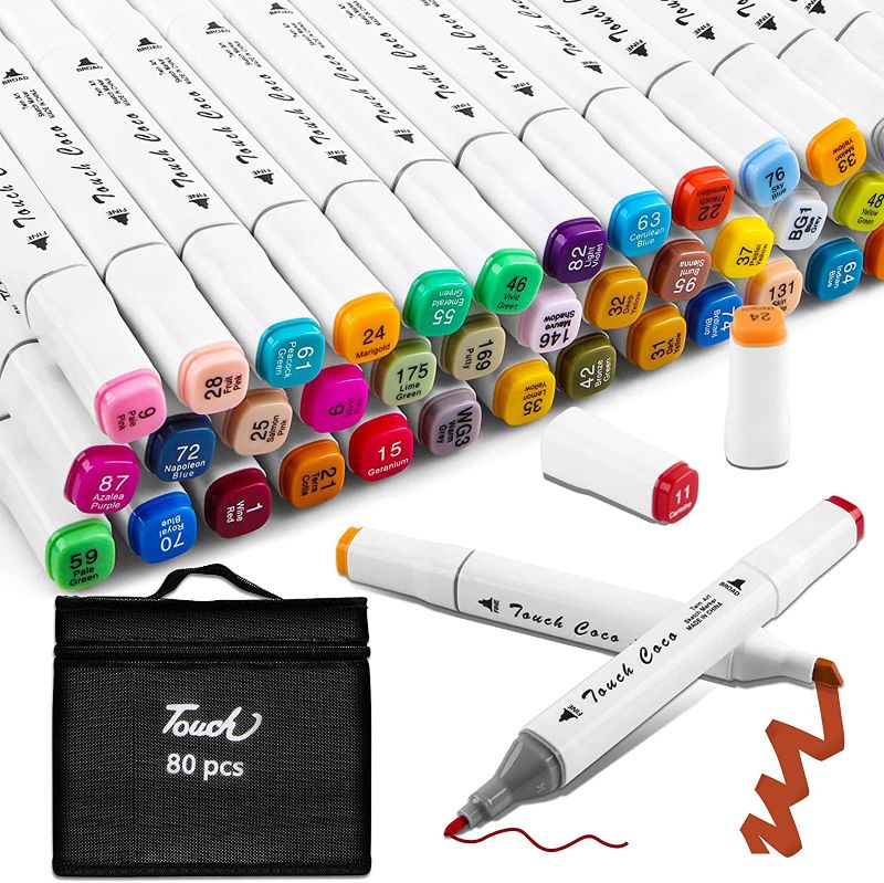 Photo 1 of Alcohol Based Markers,Double Tipped Alcohol Brush Markers for Artist, Kids and Adults Coloring Drawing Illustrations (82)
