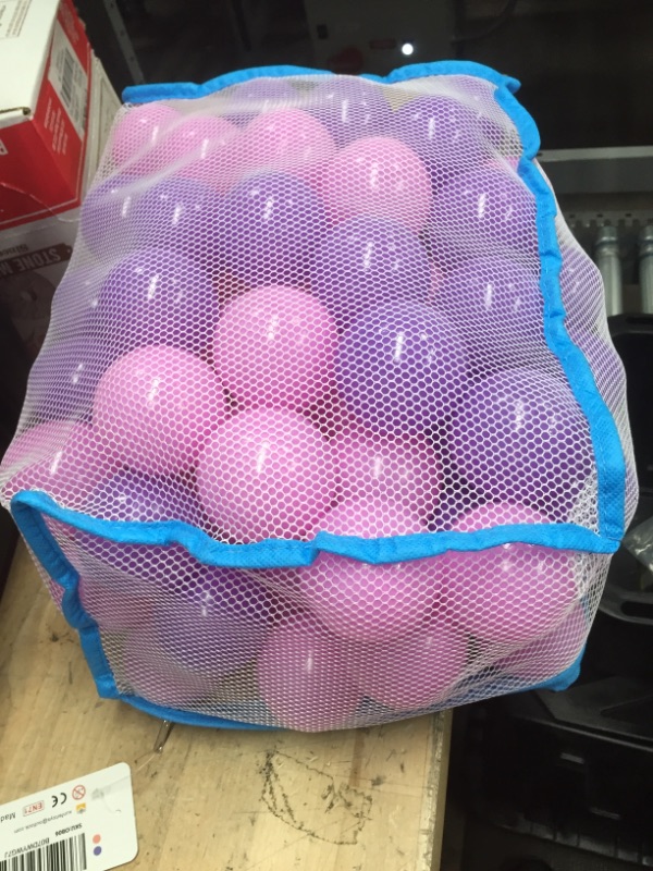 Photo 2 of Lightaling 100pcs Pink & Purple Ocean Balls & Pit Balls Soft Plastic Phthalate & BPA Free Crush Proof - Reusable and Durable Storage Mesh Bag with Zipper
