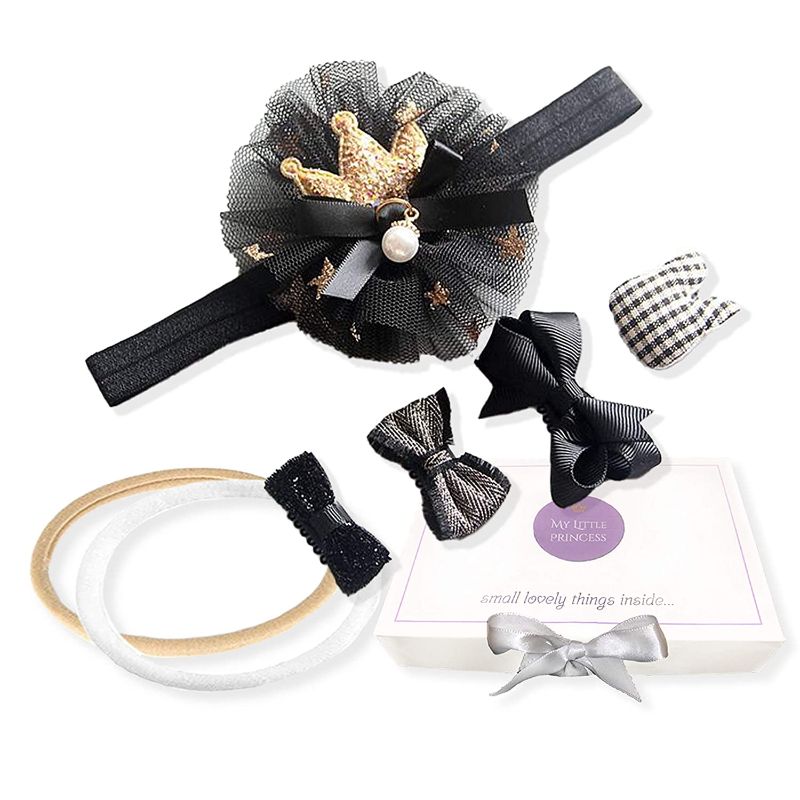 Photo 1 of Baby Girl Tiny First Hair Bow Clip for Fine Hair Non Slip Pins Headbands Gift Set (Black)
set of 3