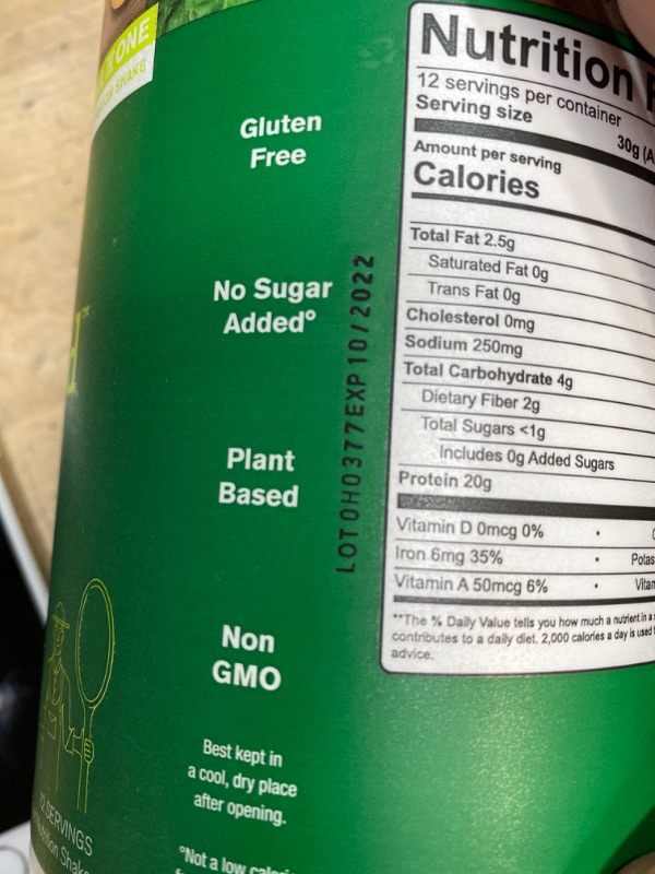 Photo 3 of EXPIRES OCT2022 **NOT REFUNDABLE** Amazing Grass Protein Superfood: Vegan Protein Powder, All in One Nutrition Shake, Unflavored, 12 Servings (Old Version)
