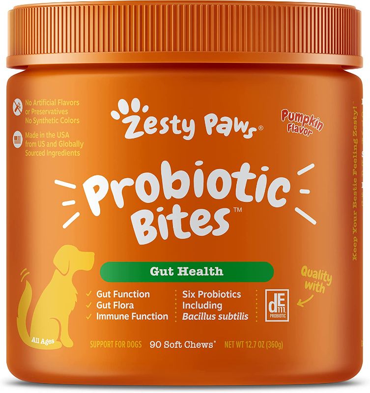 Photo 1 of   NON REFUNDABLE* BEST BY 05/2022*
Zesty Paws Probiotic for Dogs - Probiotics for Gut Flora, Digestive Health, Occasional Diarrhea & Bowel Support - Clinically Studied DE111 - Functional Dog Supplement Soft Chews for Pet Immune System.
