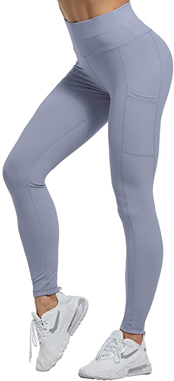 Photo 1 of ATHVOTAR High Waist Yoga Pants for Women with Pockets Workout Tummy Control Yoga Leggings Small blue
