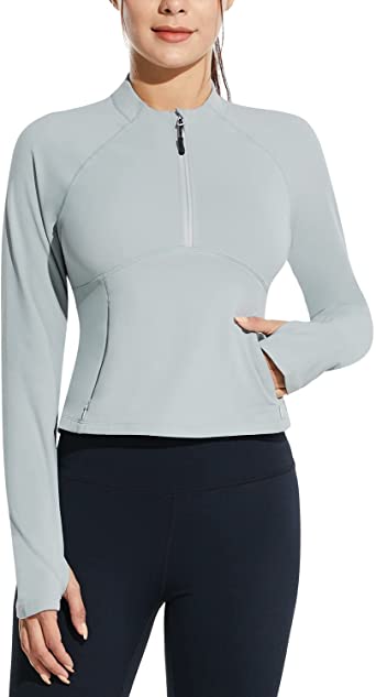 Photo 1 of BALEAF Women's half-zip running top with thumb holes
