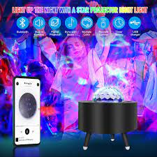 Photo 1 of Star Projector Night Light, Light up Ceiling with Ocean Wave, Bluetooth Music Speaker, Galaxy Projector LED Lamps with Christmas/Astronaut/Planet Projection, Gifts for Kids, Bedroom, Party(Black)
