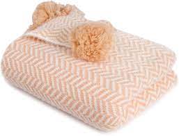 Photo 1 of Soft Fluffy Throw Blanket with Pompom Fringe, Cozy Knit Pom Pom Blanket for Couch Bed and Sofa, Pink, 60 inches X 70 inches, 4 LB, Pack of 1
