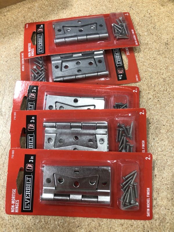 Photo 2 of ** SETS OF 5**
3 in. Satin Nickel Non-Mortise Hinges (2-Pack)

