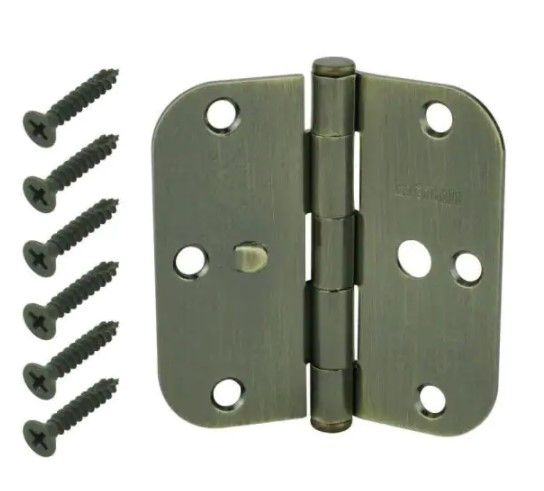 Photo 1 of ** SETS OF 2**
3-1/2 in. Antique Brass 5/8 in. Radius Security Door Hinges Value Pack (3-Pack)
