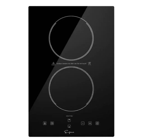 Photo 1 of 12 in. Electric Modular Induction Cooktop Smooth Surface in Black with 2 Elements
