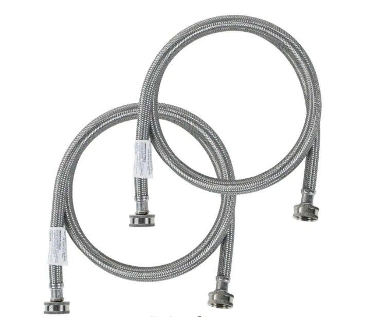 Photo 1 of **PACK OF 2**
4 ft. Braided Stainless Steel Washing Machine Hoses (2-Pack)
