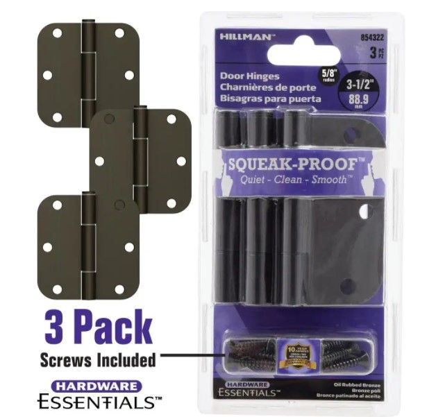 Photo 1 of ***PACK OF 5**
3-1/2 in. Oil Rubbed Bronze Squeak Proof Hinge- (3 pack)
