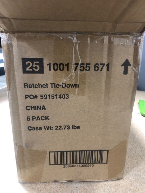 Photo 1 of **PACK OF 5**
16 ft. x 1-1/2 in. Ratchet Tie-Down Straps with J Hook (2-Pack)
