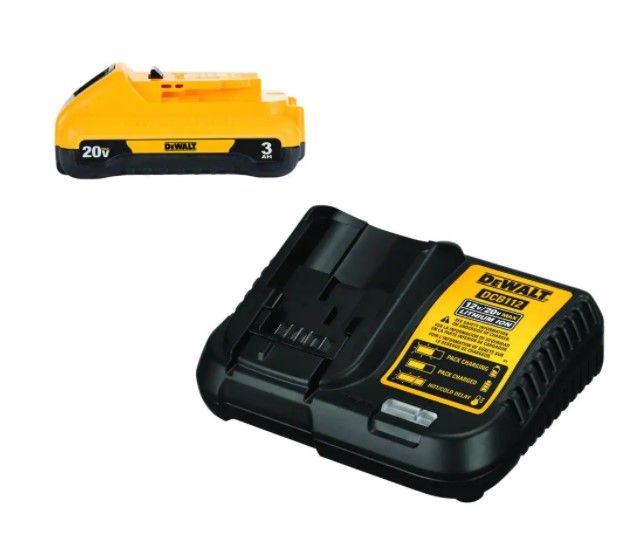 Photo 1 of 20-Volt MAX Compact Lithium-Ion 3.0Ah Battery Pack with 12-Volt to 20-Volt MAX Charger
