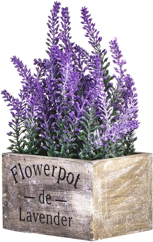 Photo 1 of **SET OF 2**
Artificial Flowers Fake Lavender Plants Faux Purple Flowers Potted Lavender,Artificial Flower Arrangement in Imitated Small Wood Pot Vivid Lavender Bonsai Indoor and Outdoor for Home Office Décor
