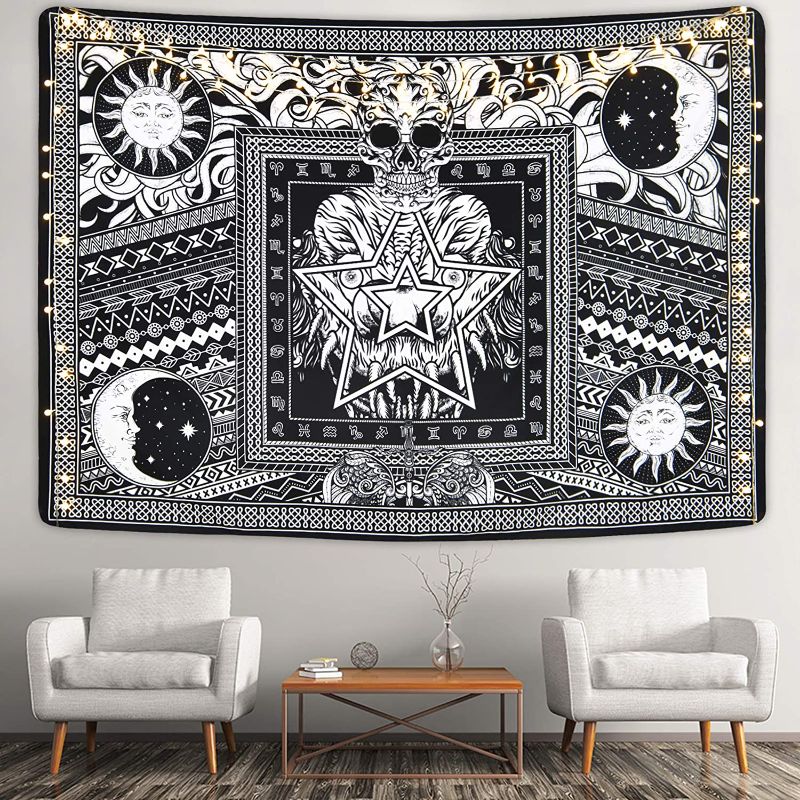 Photo 1 of **SET OF 3***
Lyacmy Skull Tapestry Skeleton Tapestry Sun and Moon Tapestry Mystic Tapestry Black and White Tapestry Wall Hanging for Room (51.2 x 59.1 inches)
