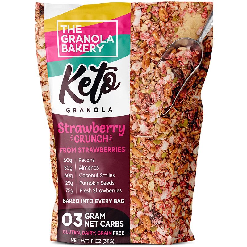 Photo 1 of  EXP:04/27/2022 **SOLD AS IS, NON-REFUNDABLE** PACK OF 5
Strawberry Keto Granola | 3g Net Carb Snack | Low Carb Nut Cereal | Healthy Artisanal Food, 11 Ounces
